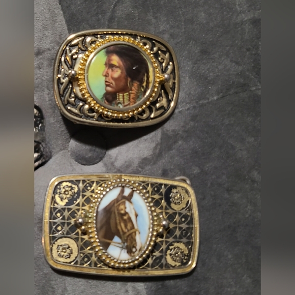 Vintage Cameo Belt Buckle 2 Piece Bundle - Picture 1 of 10